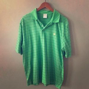 Green Brooks Brothers polo with navy stripes